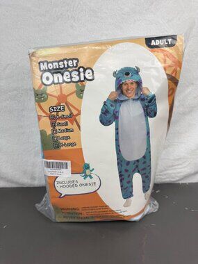 Monster Adult Hooded Costume With Blue & Purple Spots size small